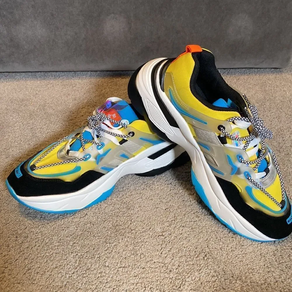 Men’s Fashion Sneakers Shoes Blue & Yellow Size 11 NEW